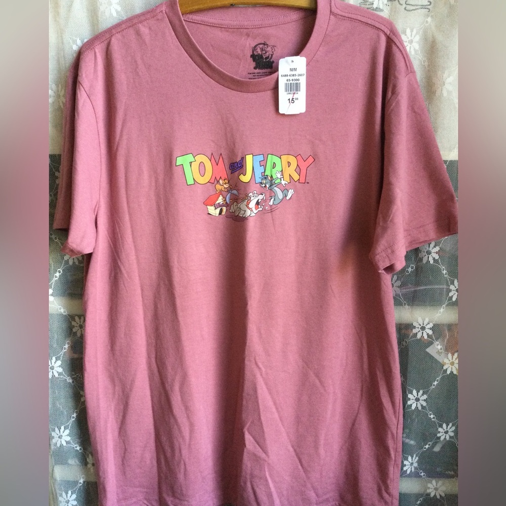Tom and Jerry Pink Graphic T‑Shirt